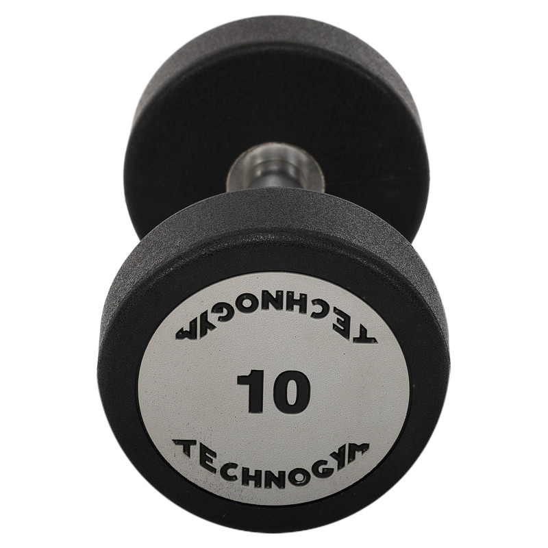 Гантель цільна професійна з поліуретановим покриттям TECHNOGYM TG-1834-10 1шт 10кг чорний-сірий