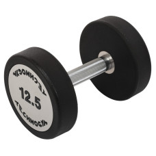 Гантель цільна професійна з поліуретановим покриттям TECHNOGYM TG-1834-12_5 1шт 12,5кг чорний-сірий