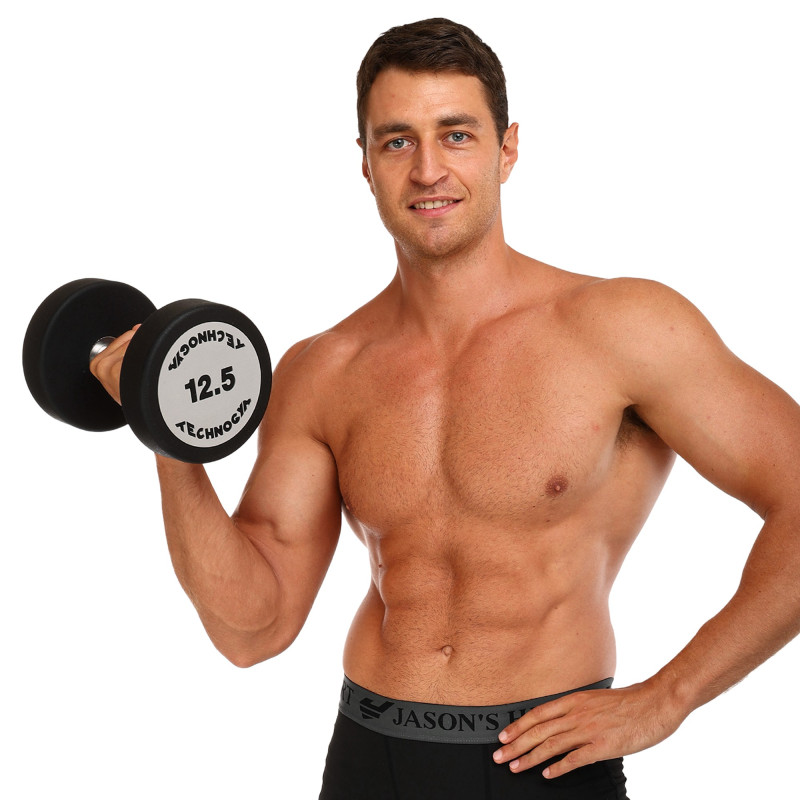 Гантель цільна професійна з поліуретановим покриттям TECHNOGYM TG-1834-12_5 1шт 12,5кг чорний-сірий