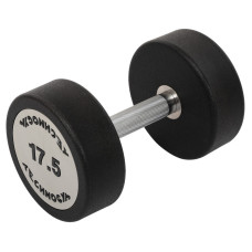 Гантель цільна професійна з поліуретановим покриттям TECHNOGYM TG-1834-17_5 1шт 17,5кг чорний-сірий