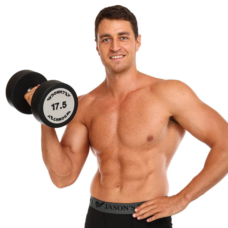 Гантель цільна професійна з поліуретановим покриттям TECHNOGYM TG-1834-17_5 1шт 17,5кг чорний-сірий