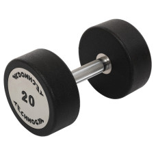 Гантель цільна професійна з поліуретановим покриттям TECHNOGYM TG-1834-20 1шт 20кг чорний-сірий