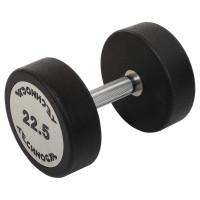Гантель цільна професійна з поліуретановим покриттям TECHNOGYM TG-1834-22_5 1шт 22,5кг чорний-сірий