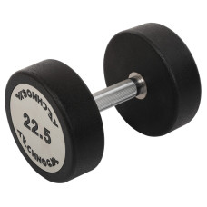 Гантель цільна професійна з поліуретановим покриттям TECHNOGYM TG-1834-22_5 1шт 22,5кг чорний-сірий