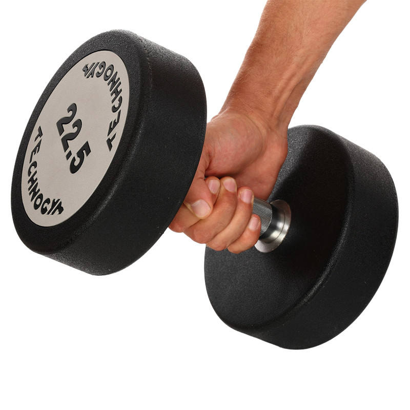 Гантель цільна професійна з поліуретановим покриттям TECHNOGYM TG-1834-22_5 1шт 22,5кг чорний-сірий