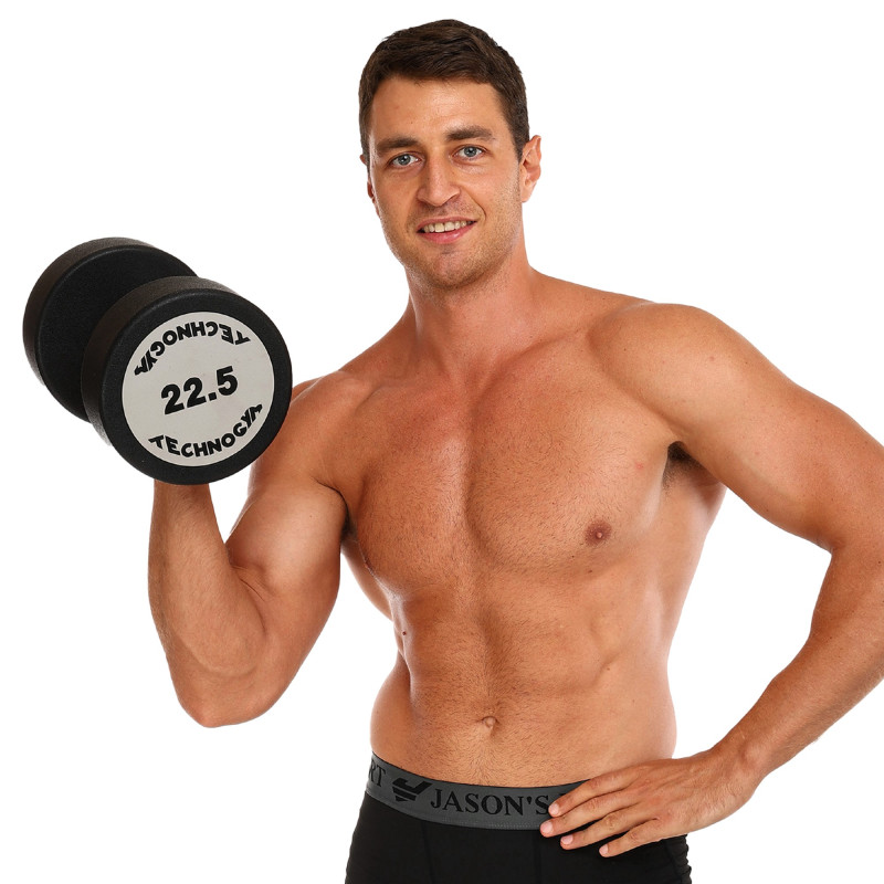Гантель цільна професійна з поліуретановим покриттям TECHNOGYM TG-1834-22_5 1шт 22,5кг чорний-сірий