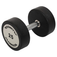 Гантель цільна професійна з поліуретановим покриттям TECHNOGYM TG-1834-25 1шт 25кг чорний-сірий