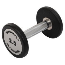 Гантель цільна професійна з поліуретановим покриттям TECHNOGYM TG-1834-2_5 1шт 2,5кг чорний-сірий