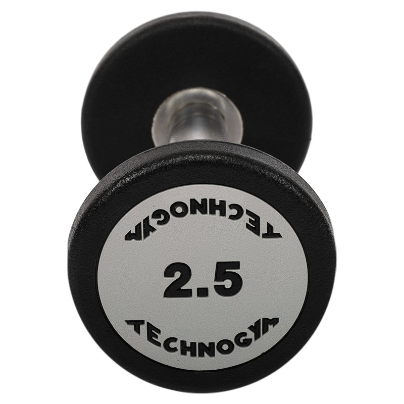 Гантель цільна професійна з поліуретановим покриттям TECHNOGYM TG-1834-2_5 1шт 2,5кг чорний-сірий