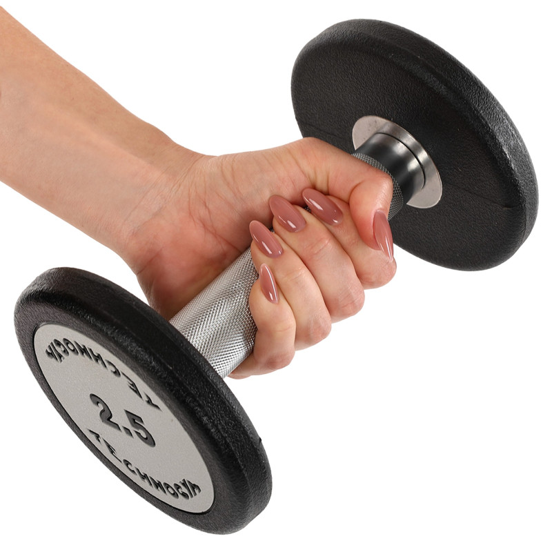 Гантель цільна професійна з поліуретановим покриттям TECHNOGYM TG-1834-2_5 1шт 2,5кг чорний-сірий