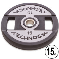 Млинці диски поліуретанові 2 Handle металева втулка TECHNOGYM TG-1837-15 51мм 15кг чорний