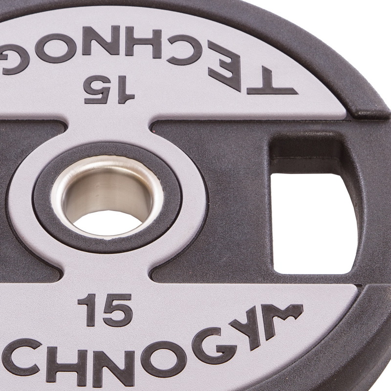 Млинці диски поліуретанові 2 Handle металева втулка TECHNOGYM TG-1837-15 51мм 15кг чорний