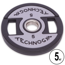 Млинці диски поліуретанові 2 Handle металева втулка TECHNOGYM TG-1837-5 51мм 5кг чорний