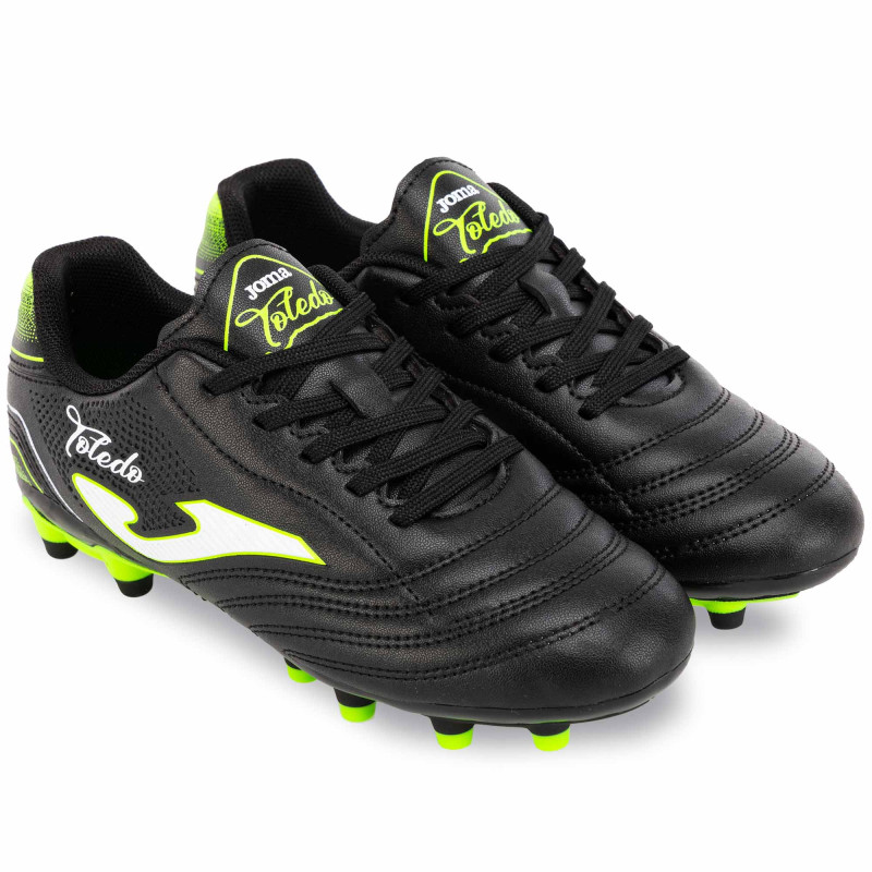 Бутси футбольні дитячі JOMA TOLEDO TOJW2501FG розмір 31-38 чорний-салатовий