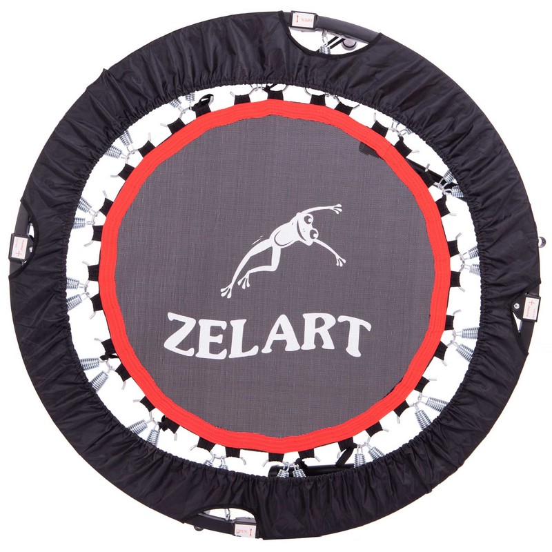 Фітнес батут для джампінгу складаний круглий з ручкою Zelart TX-6388B-40 ø101см чорний-червоний