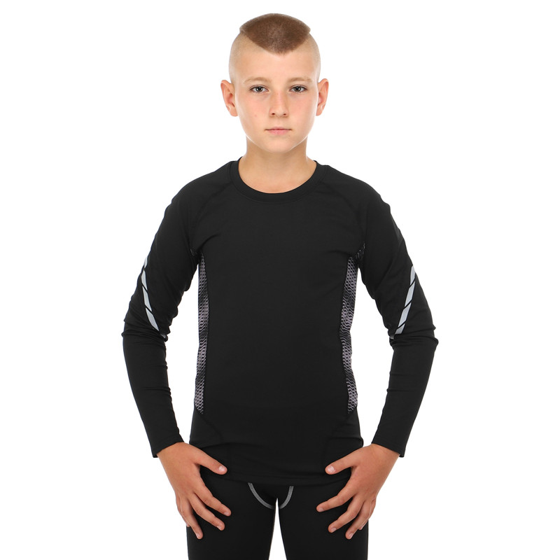 Лонгслів компресійний спортивний LIDONG UA-509 зріст 110-185см чорний-сірий