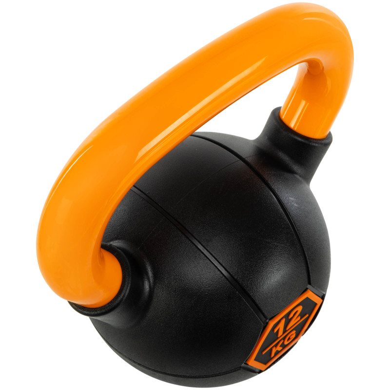 Гиря тренувальна цільна гумова з пофарбованою ручкою LiveUp Urethane competition kettlebell UAZE5336-12 вага 12кг чорний-помаранчевий