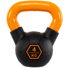 Гиря тренувальна цільна гумова з пофарбованою ручкою LiveUp Urethane competition kettlebell UAZE5336-4 вага 4кг чорний-помаранчевий