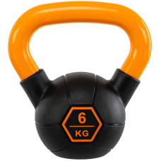 Гиря тренувальна цільна гумова з пофарбованою ручкою LiveUp Urethane competition kettlebell UAZE5336-6 вага 6кг чорний-помаранчевий