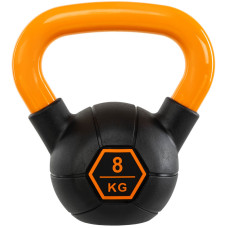 Гиря тренувальна цільна гумова з пофарбованою ручкою LiveUp Urethane competition kettlebell UAZE5336-8 вага 8кг чорний-помаранчевий