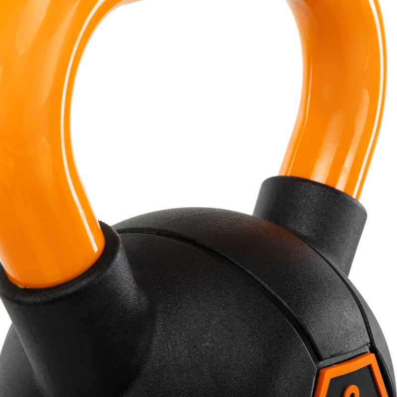 Гиря тренувальна цільна гумова з пофарбованою ручкою LiveUp Urethane competition kettlebell UAZE5336-8 вага 8кг чорний-помаранчевий