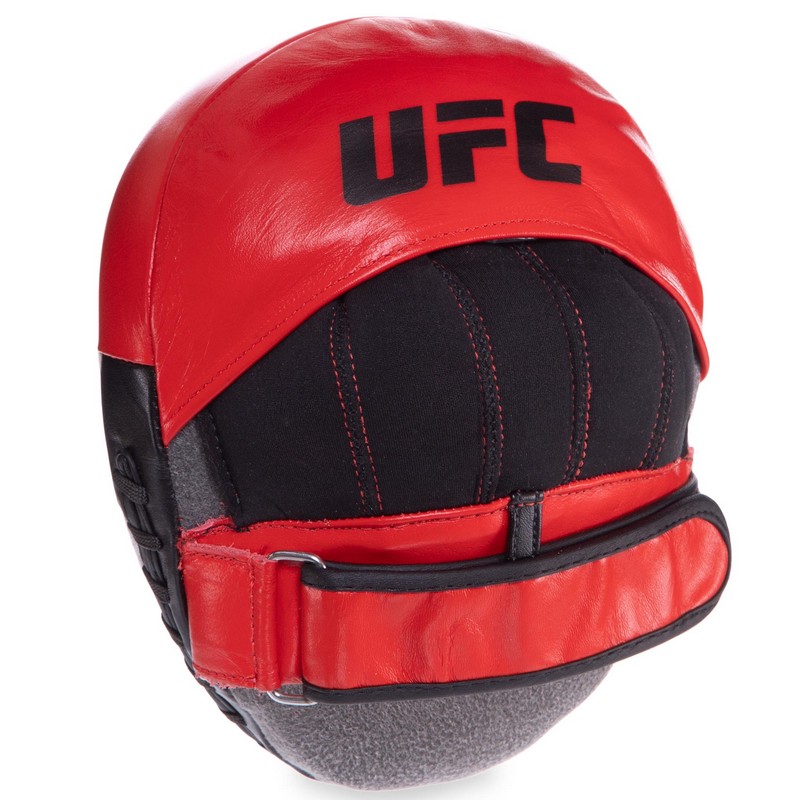 Міні-лапа боксерська зігнута тренувальна шкіра UFC PRO Micro UCP-75344 23х17,5х4,5см 2штуки чорний-червоний