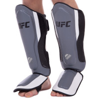 Захист гомілки та стопи Муай Тай, ММА, Кікбоксинг шкіряний UFC PRO Training UHK-69981 S-M срібний-чорний