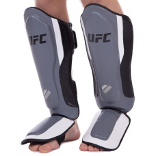 Захист гомілки та стопи Муай Тай, ММА, Кікбоксинг шкіряний UFC PRO Training UHK-69981 S-M срібний-чорний
