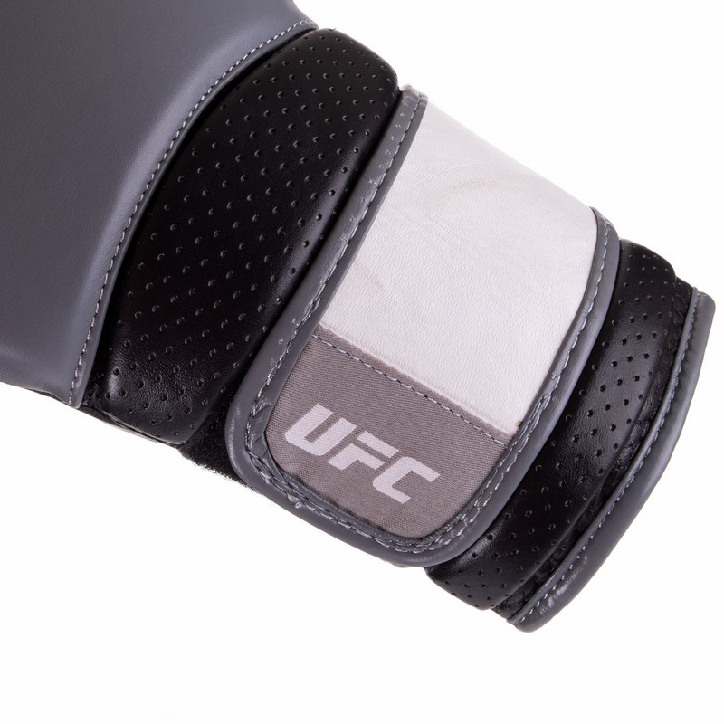 Боксерські рукавиці шкіряні UFC PRO Training UHK-69995 16унцій сірий-чорний