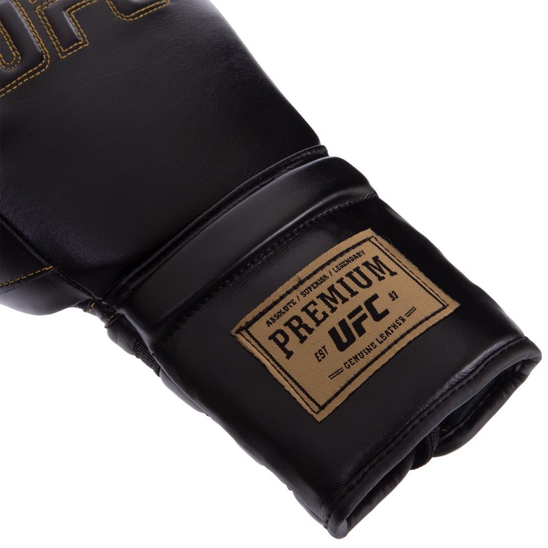 Боксерські рукавиці шкіряні на шнурівці UFC PRO Prem Lace Up UHK-75044 12унцій чорний