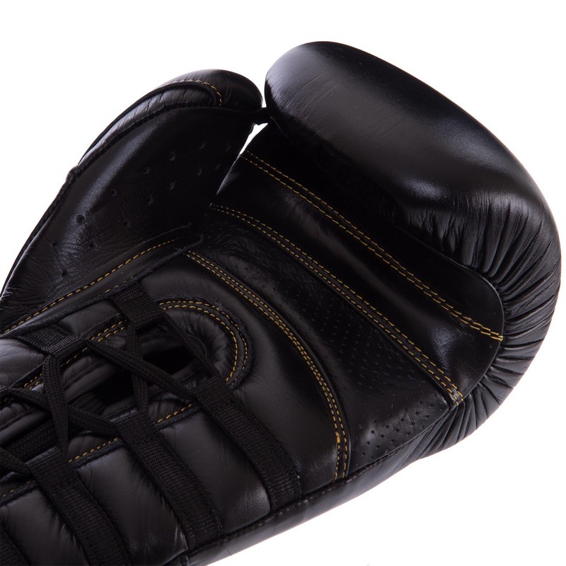 Боксерські рукавиці шкіряні на шнурівці UFC PRO Prem Lace Up UHK-75044 12унцій чорний