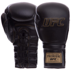 Боксерські рукавиці шкіряні на шнурівці UFC PRO Prem Lace Up UHK-75045 14унцій чорний