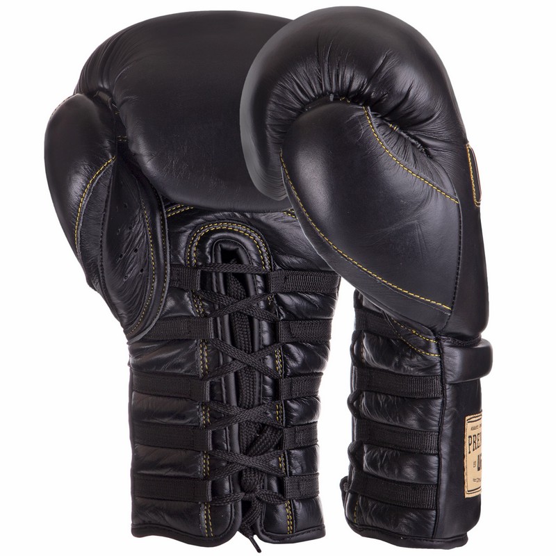Боксерські рукавиці шкіряні на шнурівці UFC PRO Prem Lace Up UHK-75047 18унцій чорний