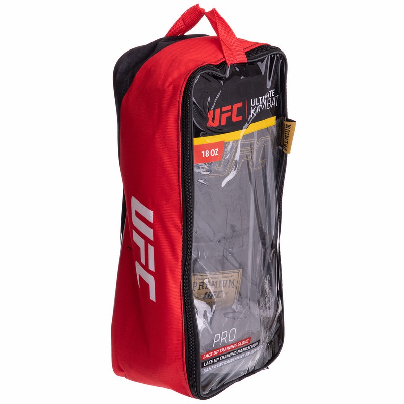 Боксерські рукавиці шкіряні на шнурівці UFC PRO Prem Lace Up UHK-75047 18унцій чорний