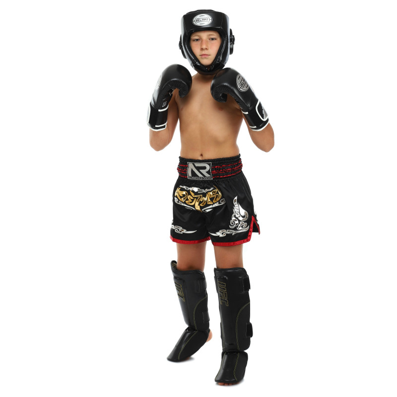 Захист гомілки та стопи Муай Тай, ММА, Кікбоксинг шкіряний UFC PRO Prem Stand Up UHK-75052 S-M чорний