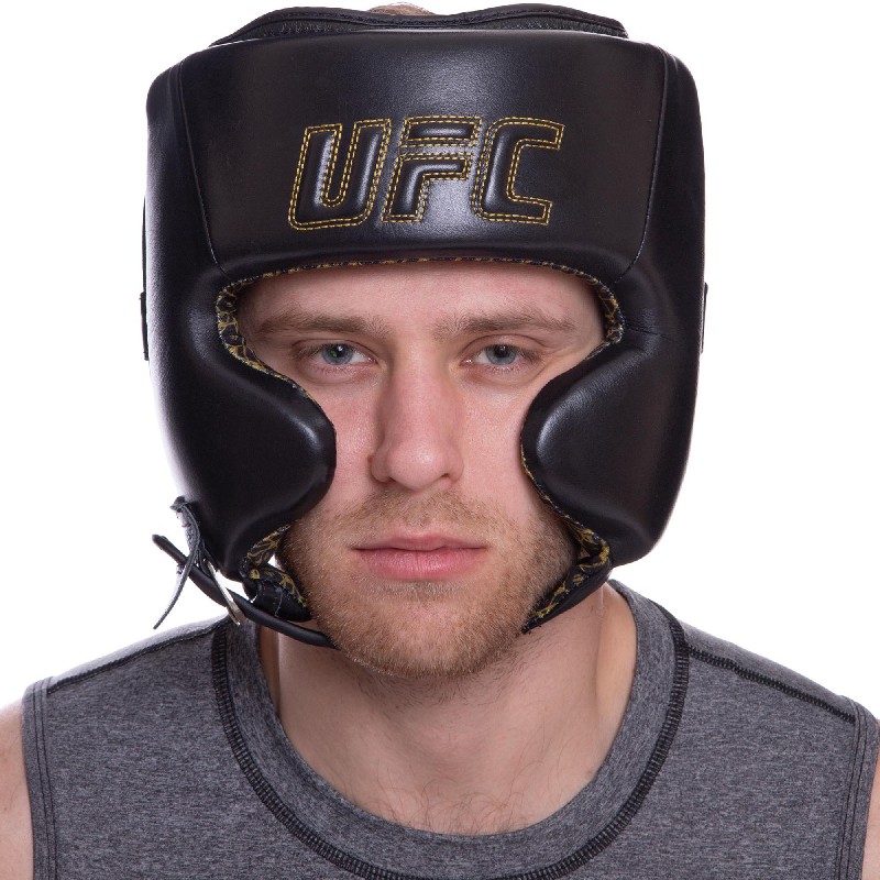 Шолом боксерський у мексиканському стилі шкіряний UFC PRO Prem Lace Up UHK-75056 L-XL чорний