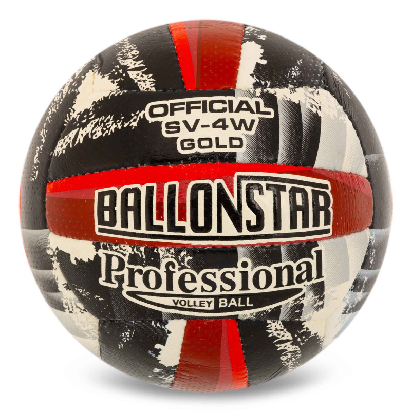 М'яч волейбольний BALLONSTAR SV-4W GOLD VB-5217 №5 PU сірий-червоний