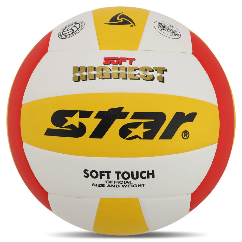 М'яч волейбольний STAR SOFT HIGHEST VB425-34S №5 PU білий-жовтий-червоний