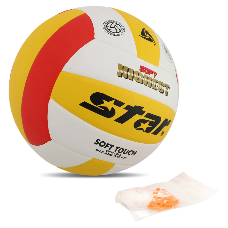 М'яч волейбольний STAR SOFT HIGHEST VB425-34S №5 PU білий-жовтий-червоний
