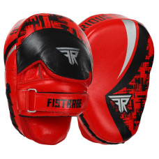 Лапа боксерська вигнута тренувальна шкіра FISTRAGE FURIOUS VL-4465 19х9х24см 2штуки червоний-чорний