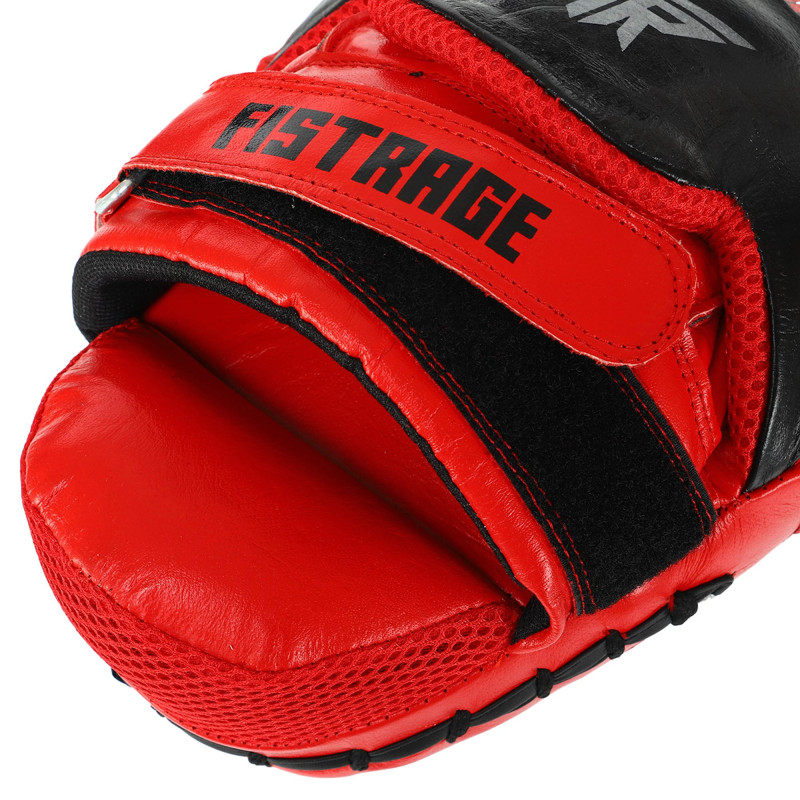 Лапа боксерська вигнута тренувальна шкіра FISTRAGE FURIOUS VL-4465 19х9х24см 2штуки червоний-чорний