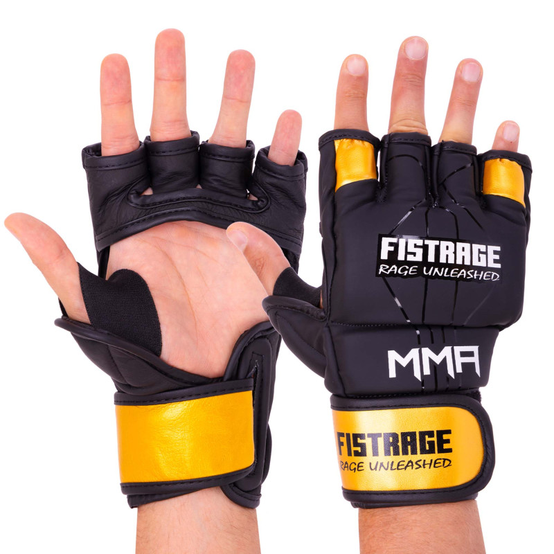 Рукавиці для змішаних єдиноборств MMA FISTRAGE VL-6030 S-XL чорний-золотий