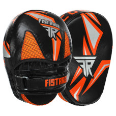 Лапа боксерська вигнута тренувальна шкіра FISTRAGE COMBAT VL-6387 19х7х24см 2штуки чорний-помаранчевий