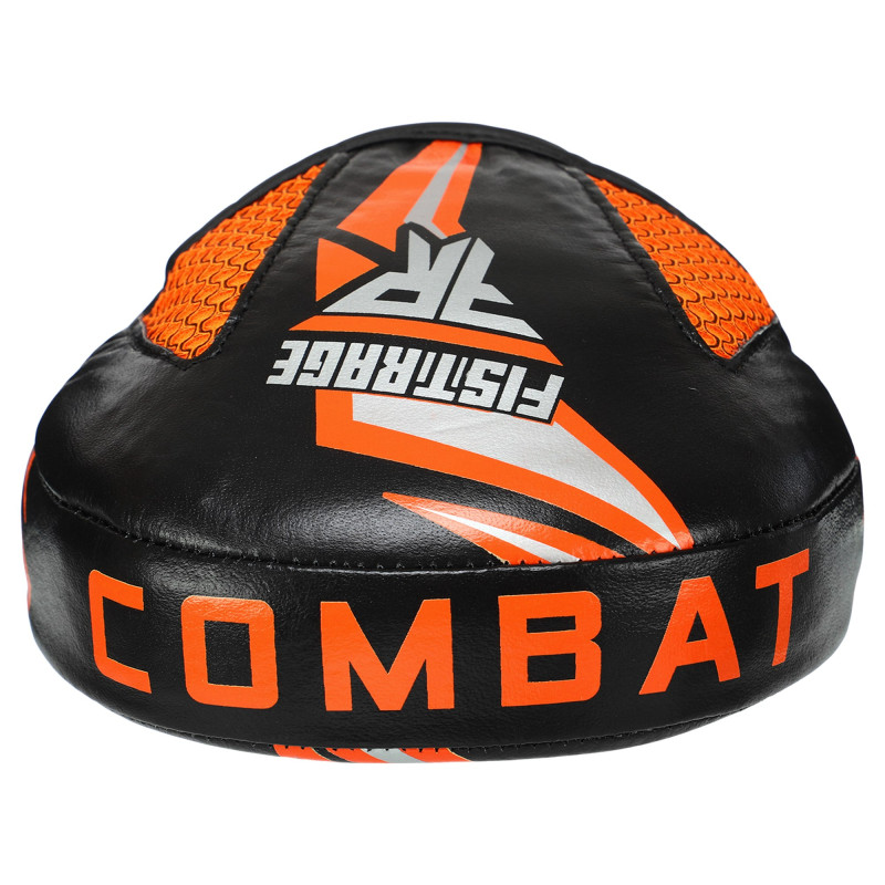 Лапа боксерська вигнута тренувальна шкіра FISTRAGE COMBAT VL-6387 19х7х24см 2штуки чорний-помаранчевий
