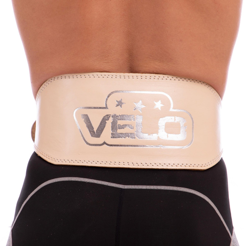 Пояс атлетичний шкіряний VELO VL-6624 спинка-15см розмір-S-XXL спинка-15см бежевий