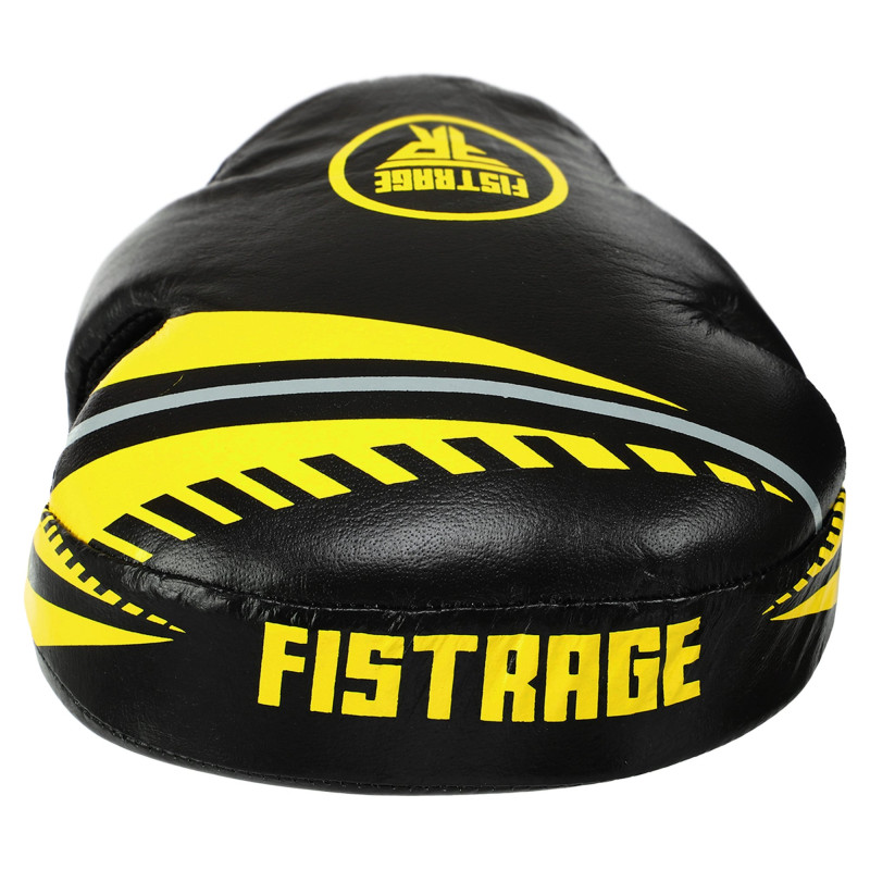 Лапа боксерська вигнута тренувальна шкіра FISTRAGE VL-9357 17х4х23см 2штуки чорний-жовтий