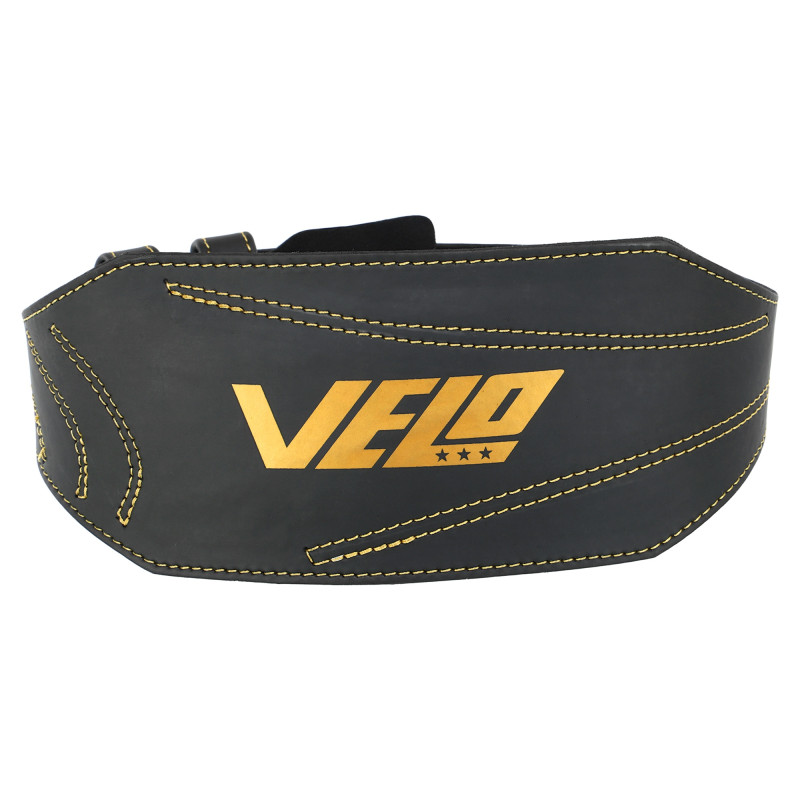 Пояс атлетичний шкіряний VELO VL-9738 спинка-15см розмір-S-XXL чорний-золотий