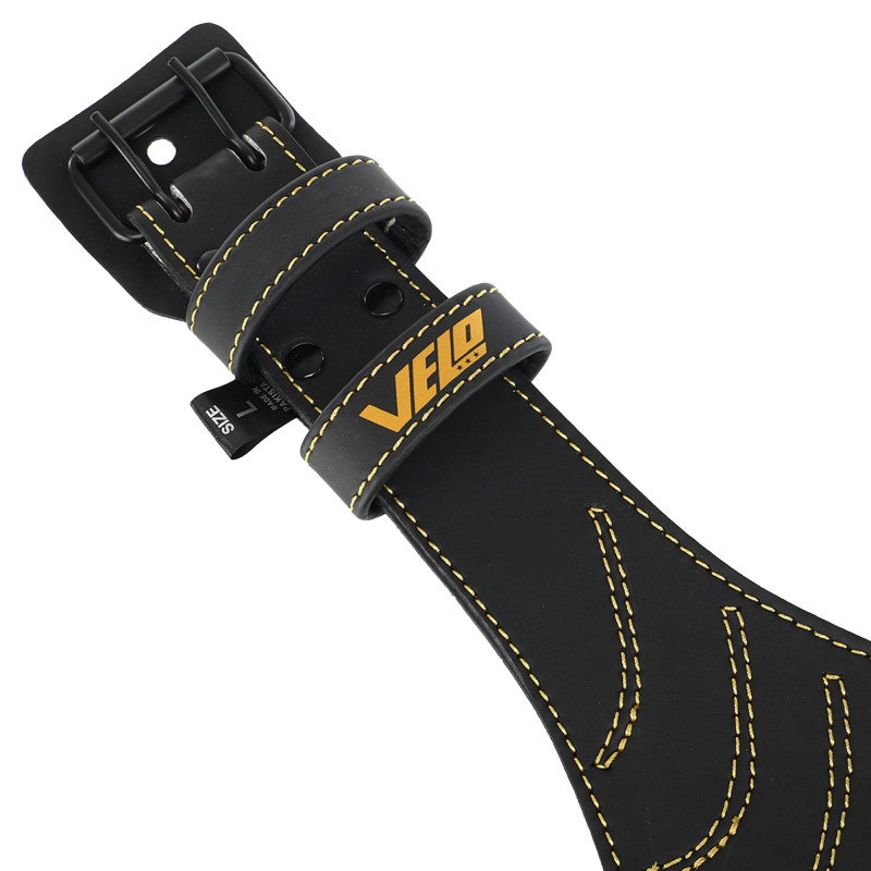 Пояс атлетичний шкіряний VELO VL-9738 спинка-15см розмір-S-XXL чорний-золотий