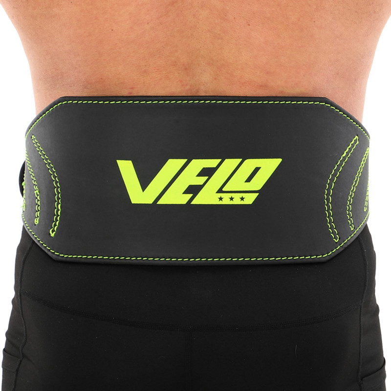 Пояс атлетичний шкіряний VELO VL-9739 спинка-15см розмір-S-XXL чорний-салатовий