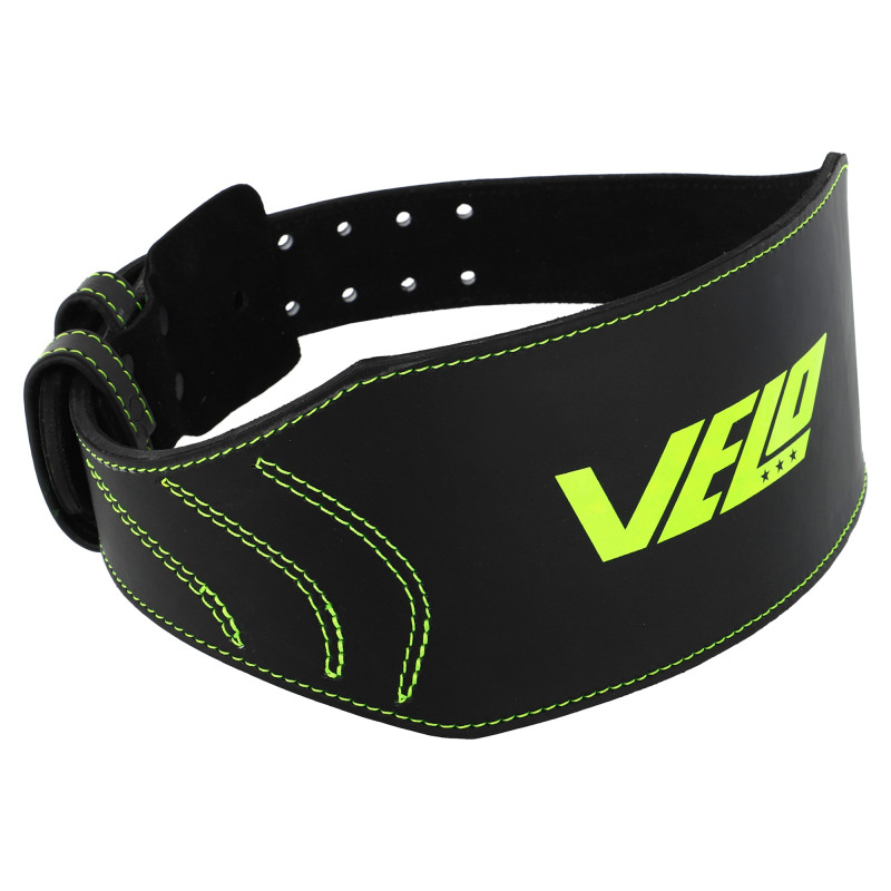 Пояс атлетичний шкіряний VELO VL-9739 спинка-15см розмір-S-XXL чорний-салатовий